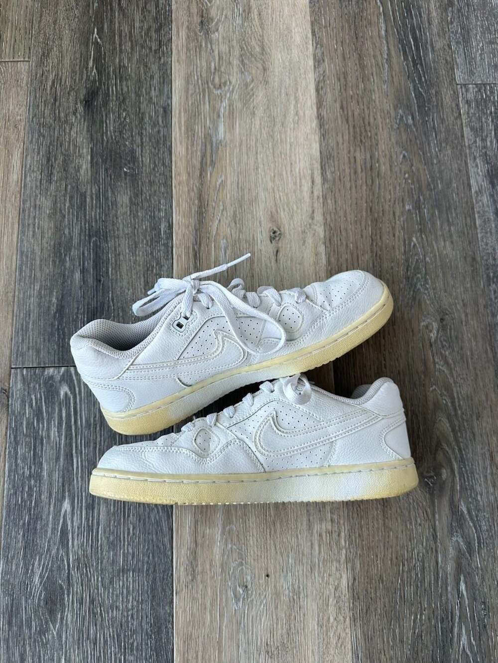 Nike Son of Force Low Triple White Distressed Beaters Size 7